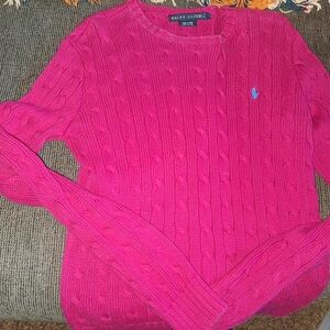 Ralph Lauren Vibrant Pink Cable Knit Sweater